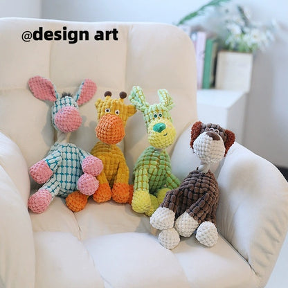 Colorful Animal Shaped Plush Dog Toys with Cottong Rope Necks