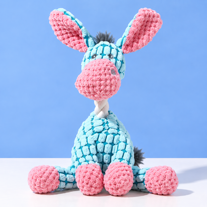 Colorful Animal Shaped Plush Dog Toys with Cottong Rope Necks