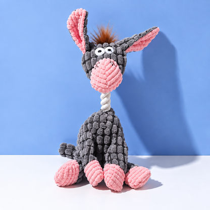 Colorful Animal Shaped Plush Dog Toys with Cottong Rope Necks